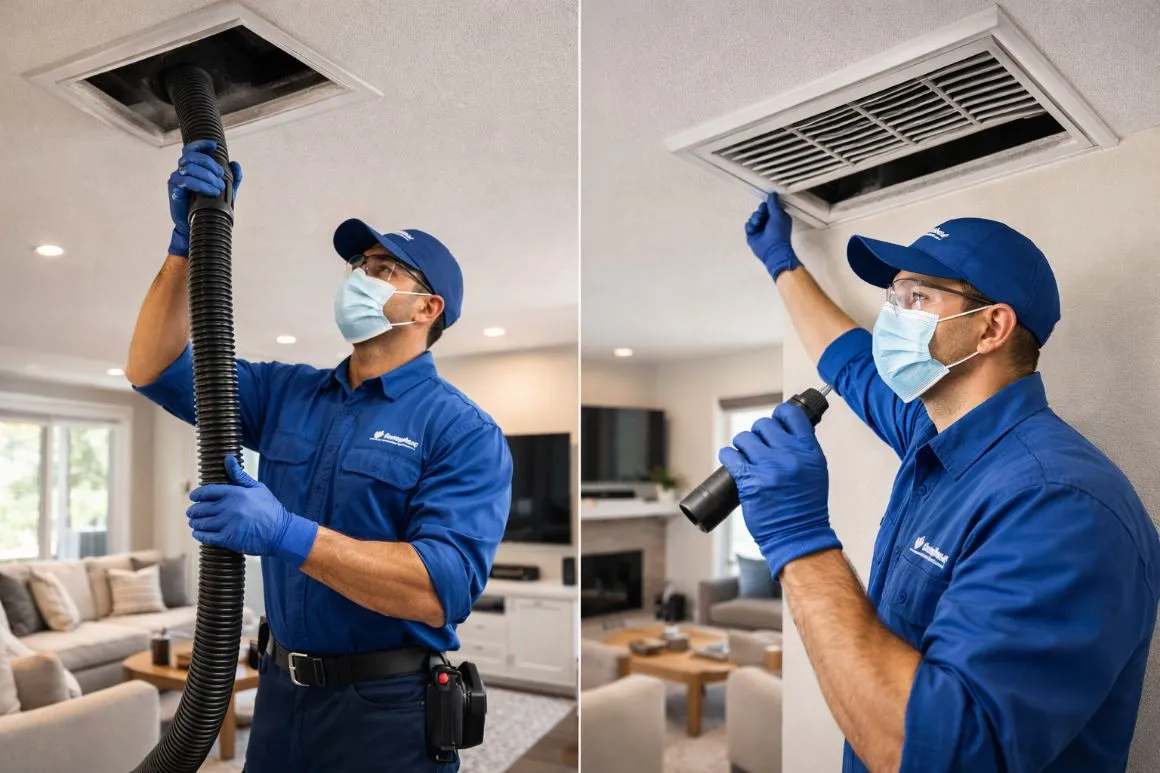 Residential air conditioning duct cleaning service in Sydney home